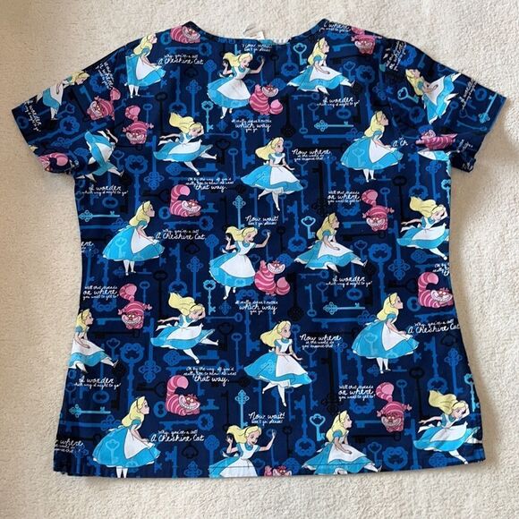 Disney Alice in Wonderland Scrub Top sz M - Picture 6 of 6
